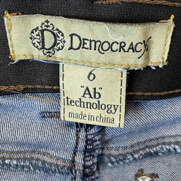 Democracy Women's Jeans Size 6 Ab Technology Skinny Frayed Hem Side Striped Blue - Picture 8 of 13